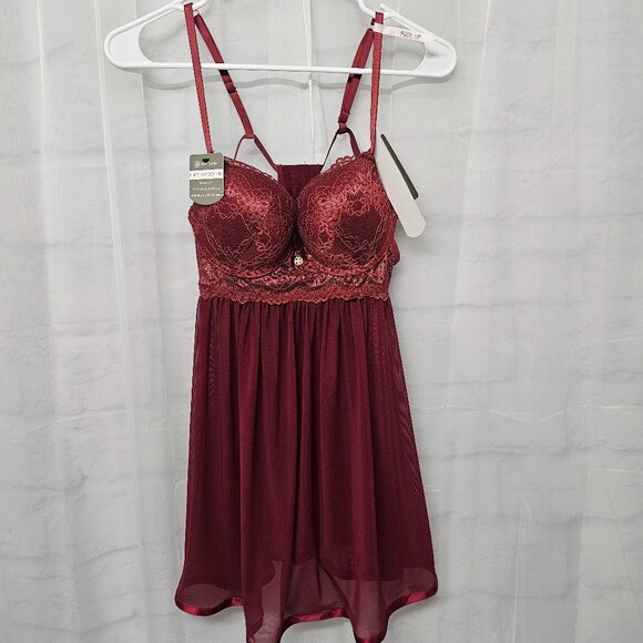 Daisy Fuentes Babydoll Y2K Tank Burgundy Goth Whimsigoth Fairy Mesh M NWT - Picture 7 of 11